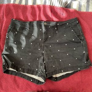 Market & Spruce black with white polka dot shorts